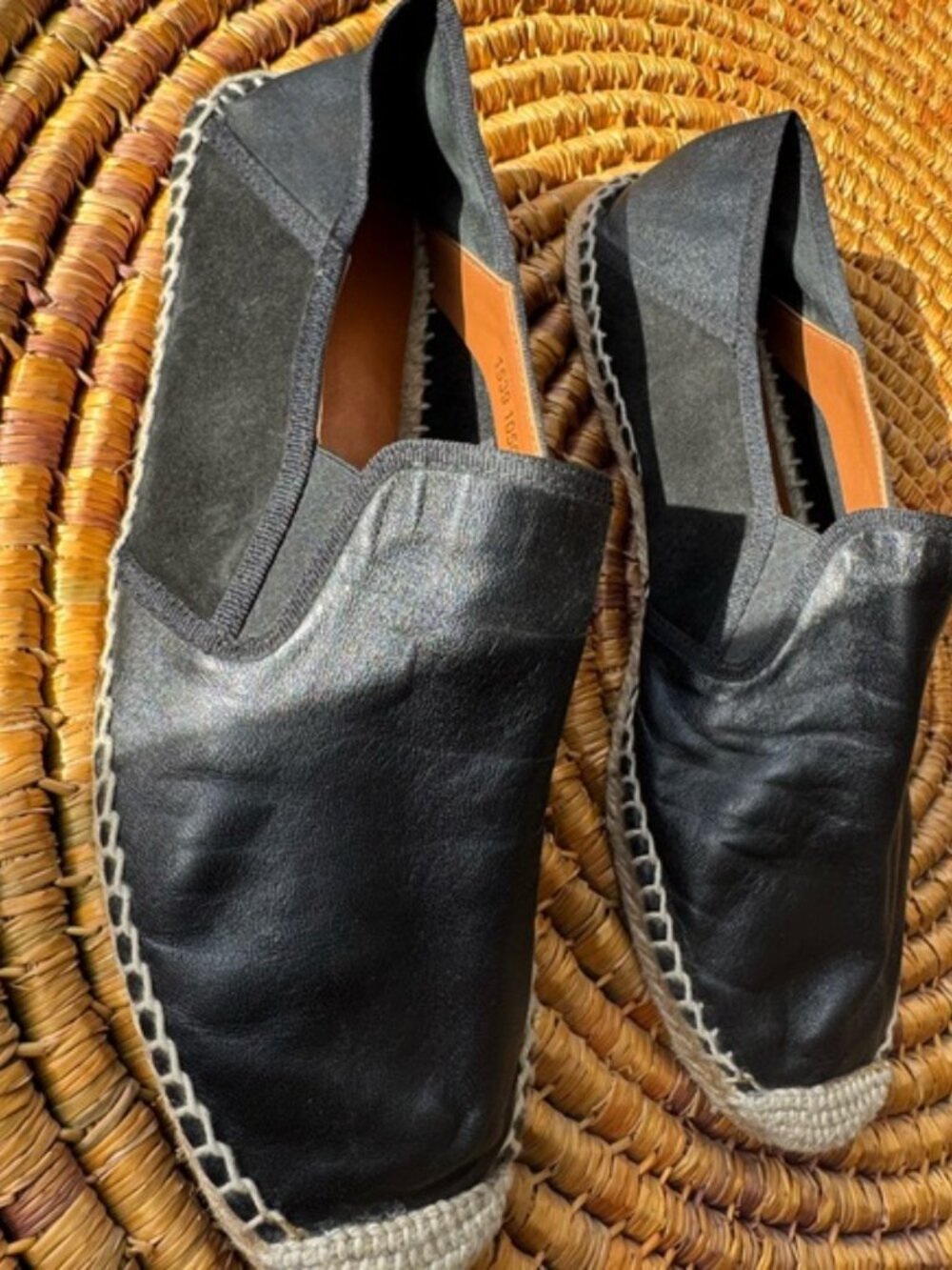 Heyraud made in Spain 9 Elegant Black Leather Espadrilles - Picture 3 of 7